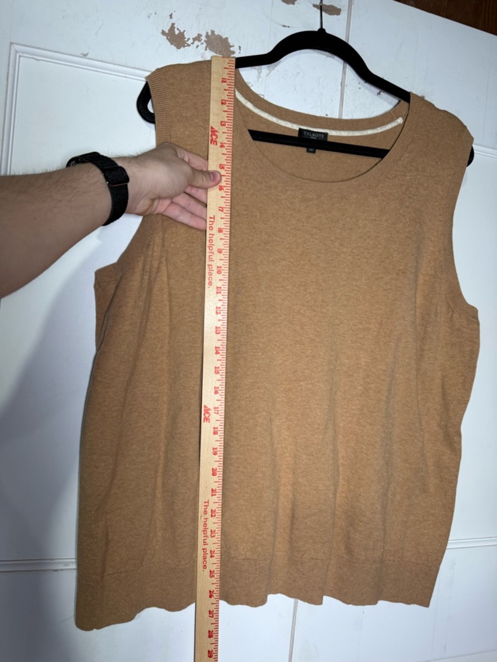 Talbots Sweater Tank Top Camel Brown Size 3X Cotton Knit Minimalist Soft - Picture 3 of 6